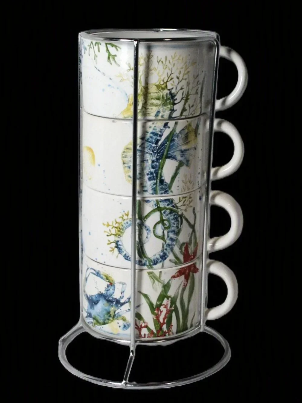 Pier 1 Imports Sea Life Mug Set With Rack Summer Decor Beach House Summer Rental